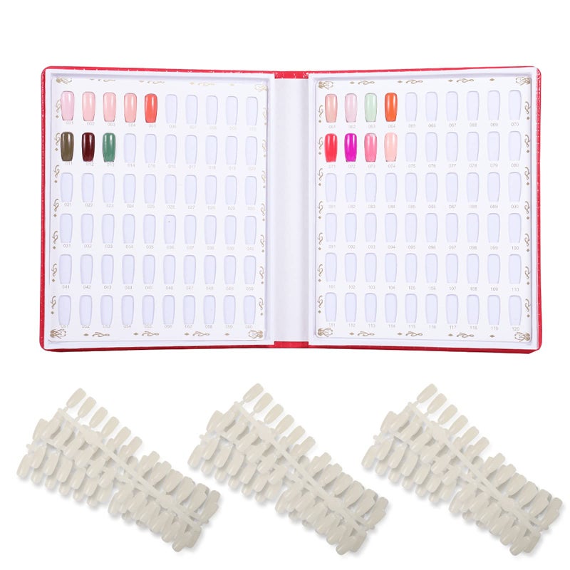 NMKL38 NMKL 120 Nail Color Chart Display Book for Nail Polish UV Gel Color Cards Nail Salon Tool with False Nail Tips (Black) (Rose) - Image 2
